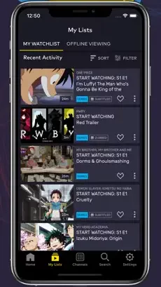 Launch VRV app on iPhone to AirPlay VRV on TV