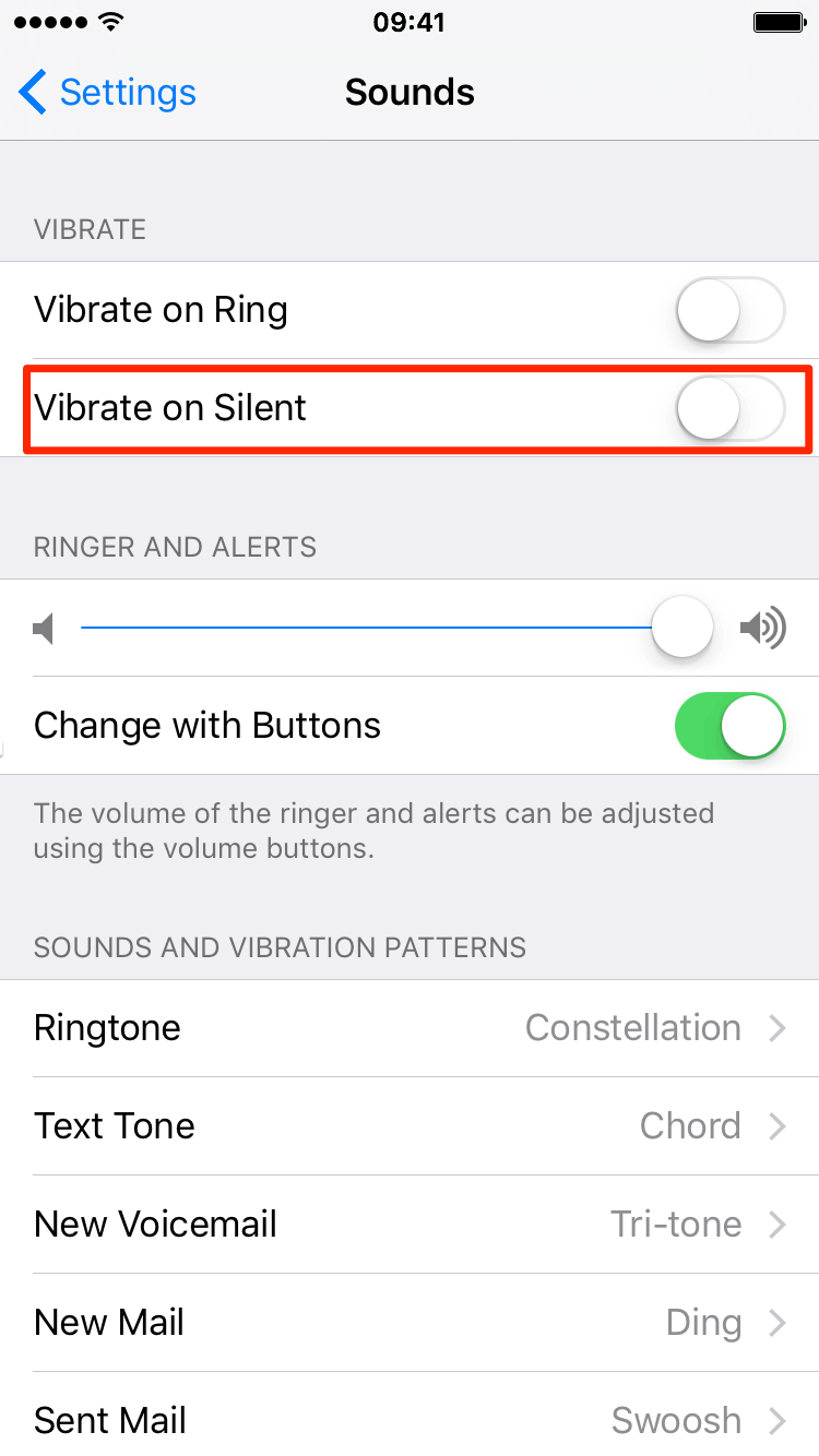 Disable Vibrate mode on iPhone