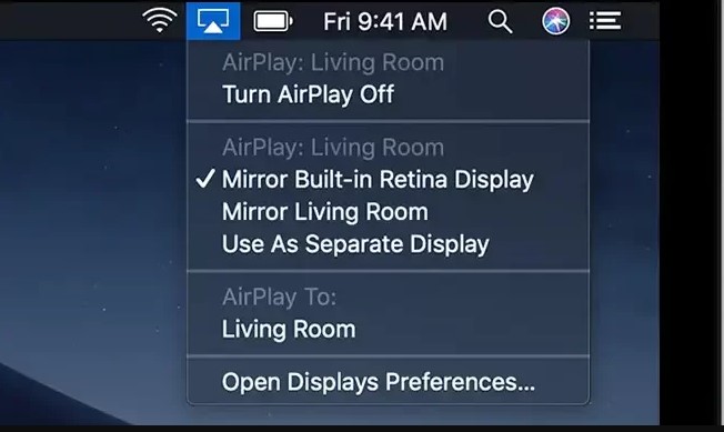 Turn on the mirroring option on Mac