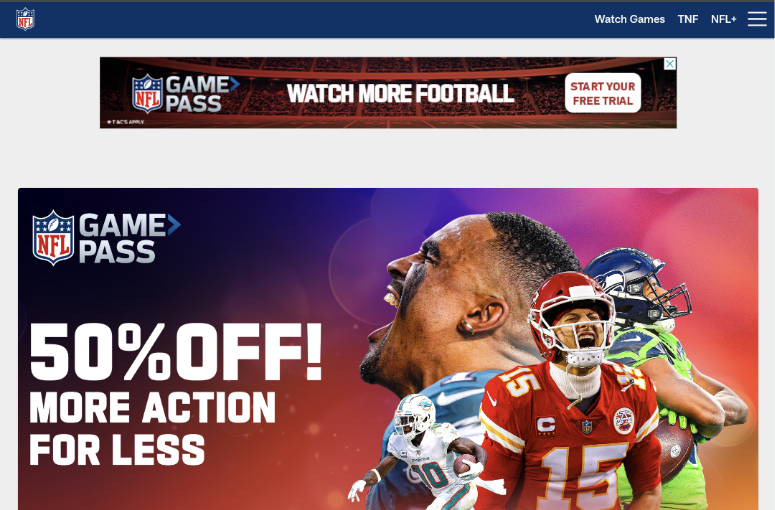 watch nfl game pass free