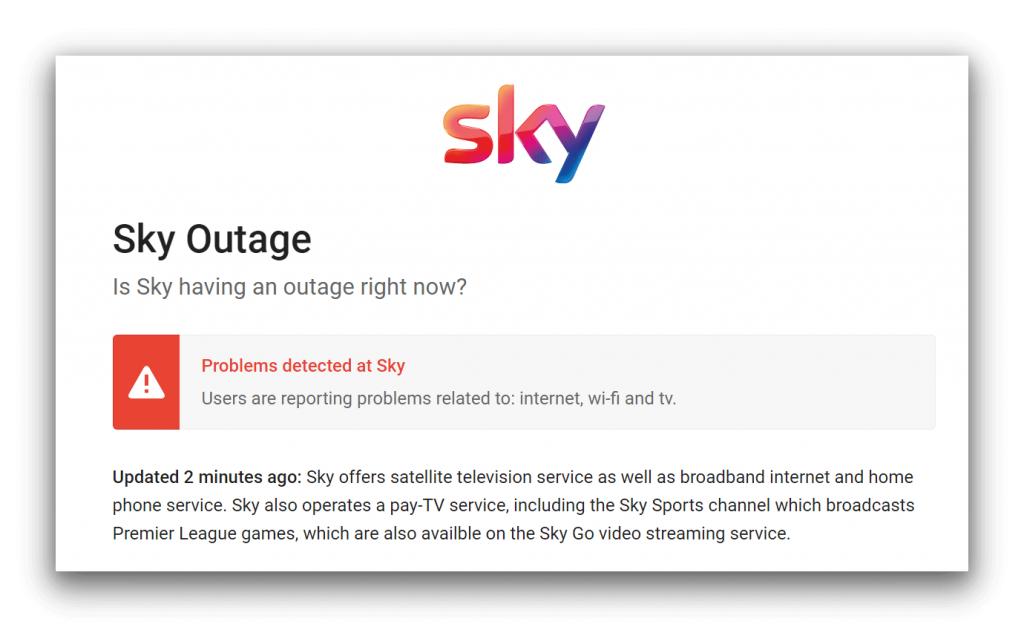 Confirm Sky Go Server Outage