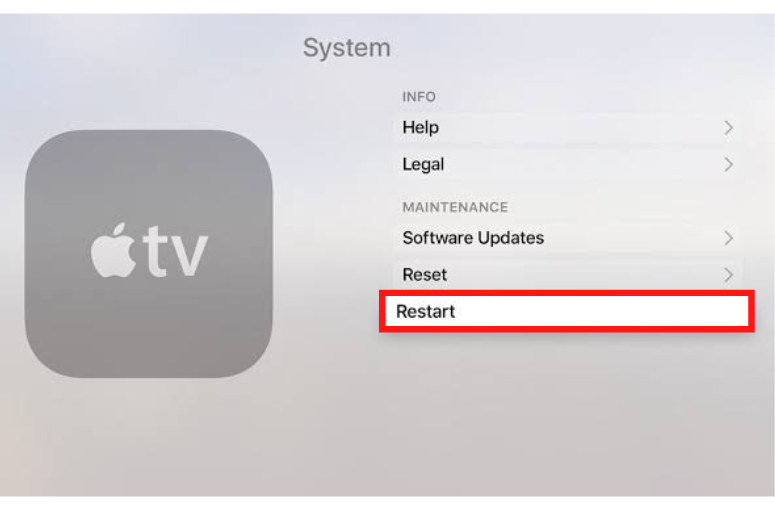 Restart Apple TV