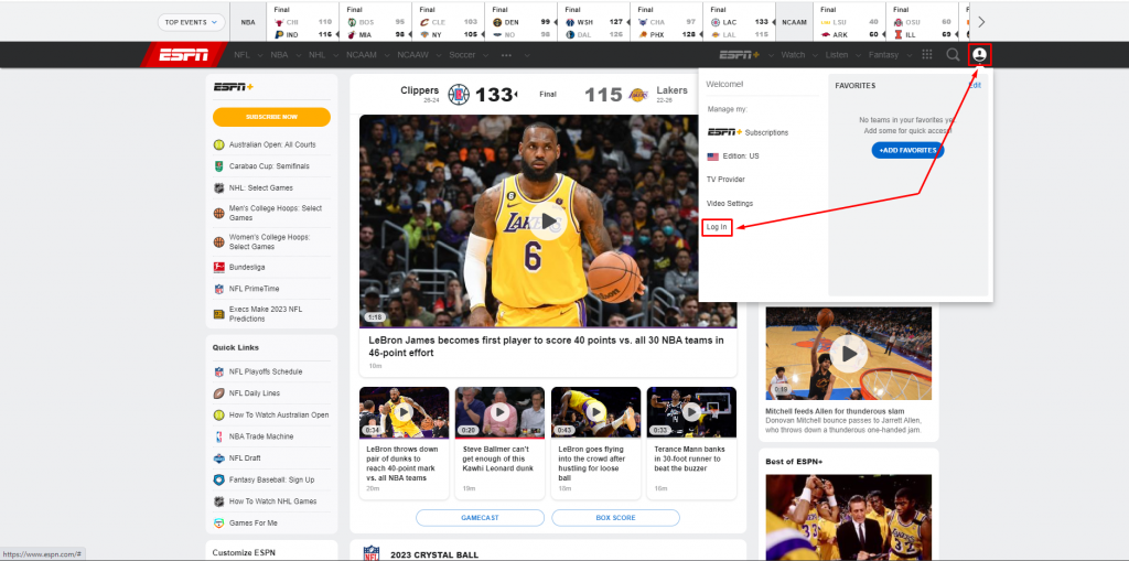 Click the Login button