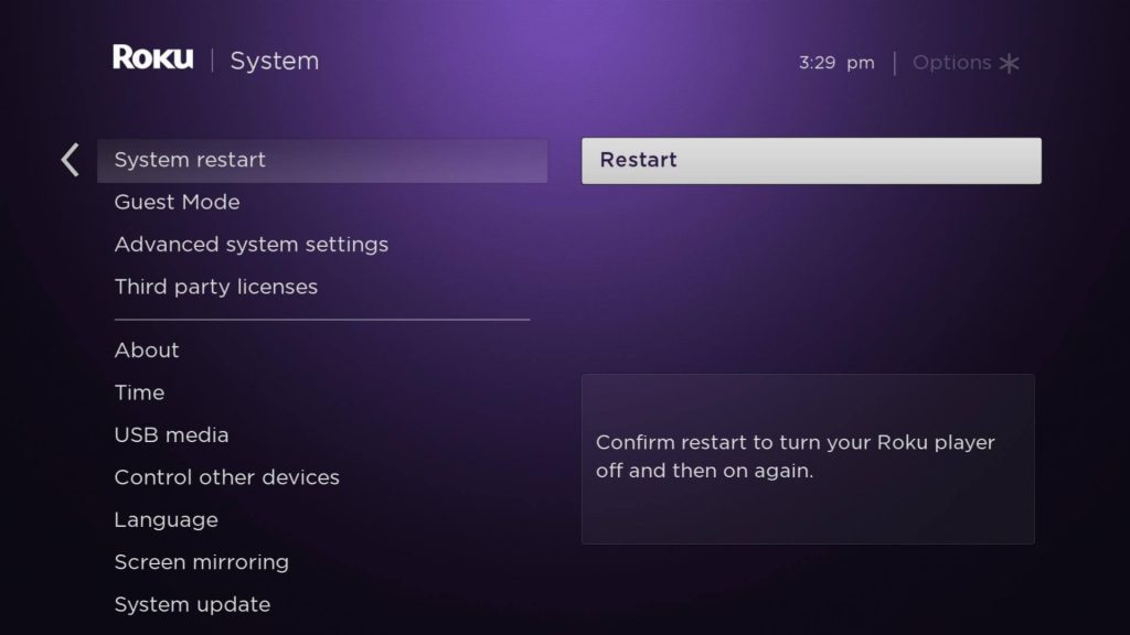 Restart Roku TV to fix AirPlay Black Screen issue