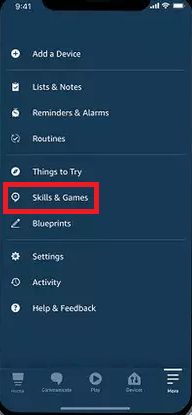 Select Skills & Games - AirPlay Echo Dot