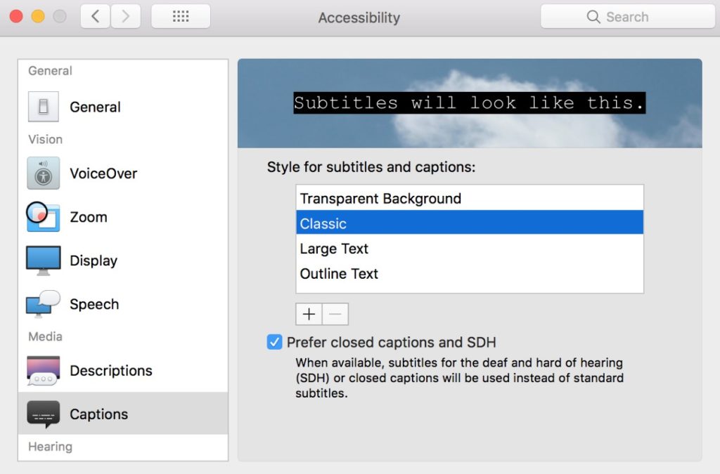 Mac accesibility settings