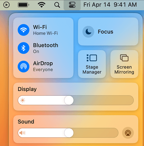 Click Control Center and Select Screen Mirroring