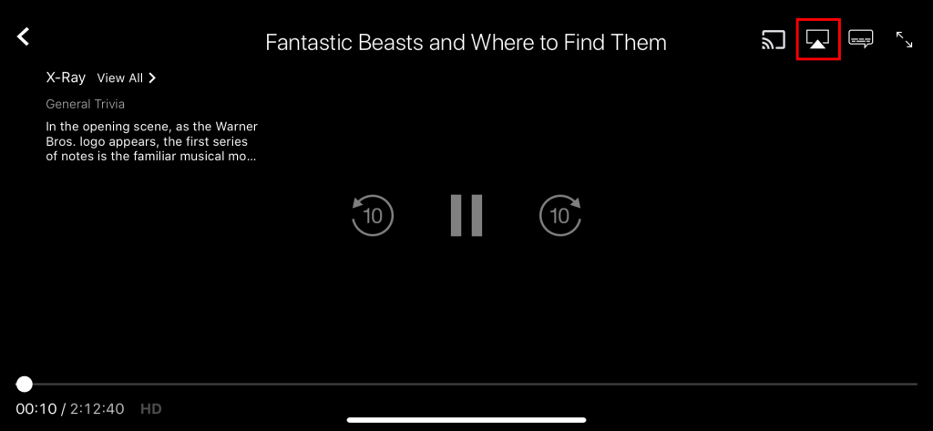 Click the AirPlay icon to stream Amazon Prime Video
