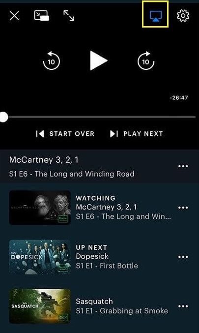 Click on AirPlay icon on iOS