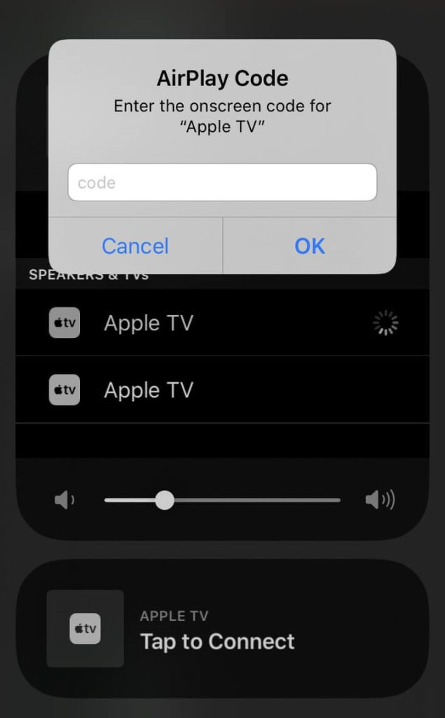 Enter the AirPlay code