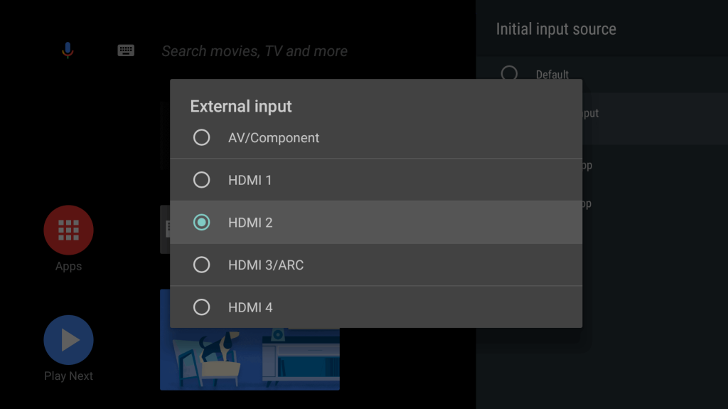 Choose the input source