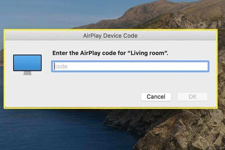 Enter AirPlay code on Mac 