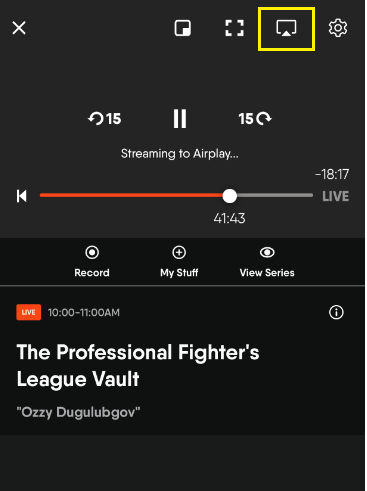 Tap on the AirPlay icon