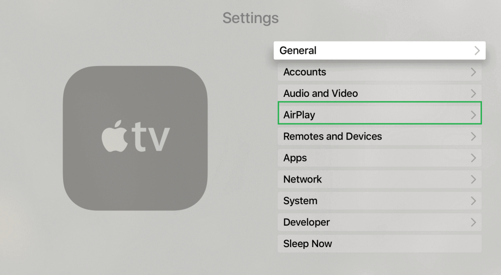 Airplay Apple Music on Apple TV - Click on Airplay
