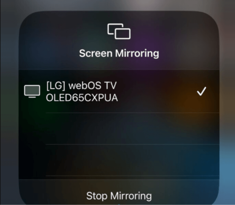 Click Stop Mirroring 
