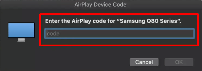 enter the AirPlay passcode