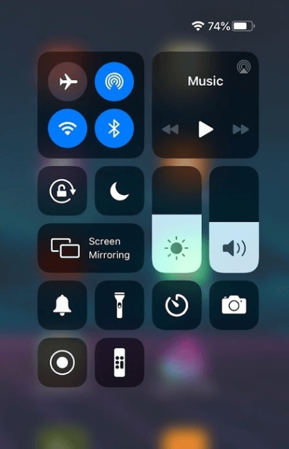 Click Screen Mirroring on iPhone's Control Center
