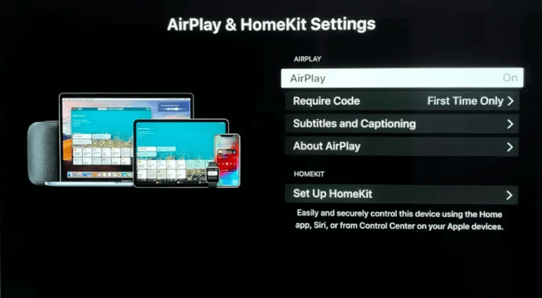 AirPlay & HomeKit Settings on Sony TV