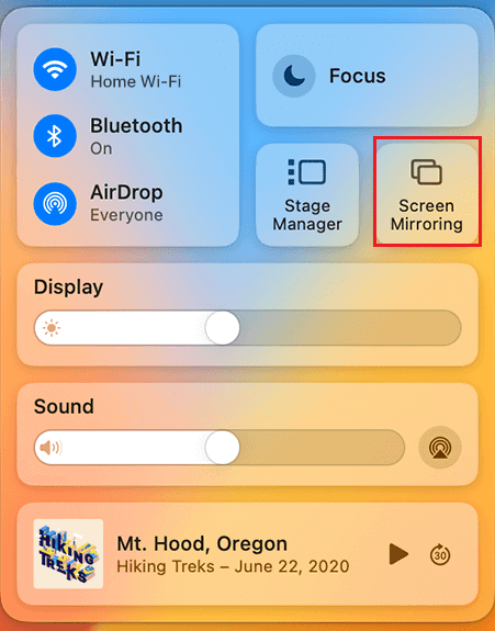 Select Screen mirroring on Mac to AirPlay Google Chrome
