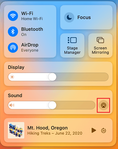 Tap AirPlay icon in the sound tile
