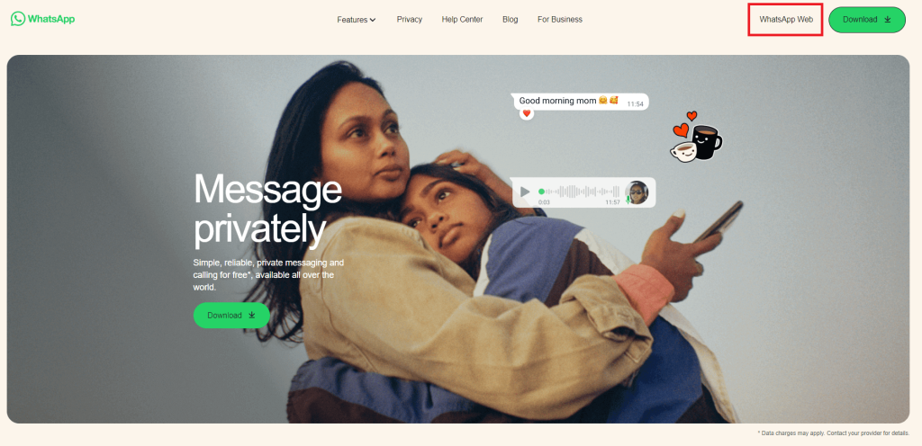 Click WhatsApp web