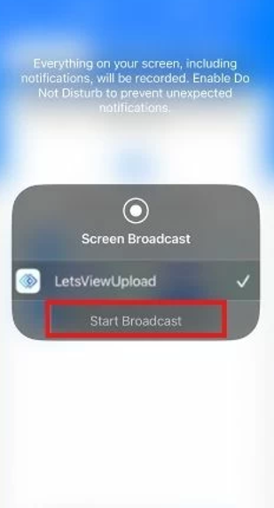 Click Start Broadcast 