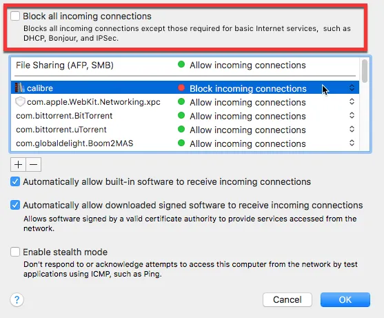Change Firewall Settings on Mac to fix Vizio AirPlay Not Showing Up issue