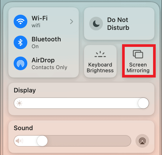 Select the Screen mirroring option to AirPlay to Mi TV