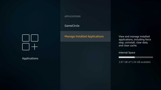 Click Manage Installed Applications