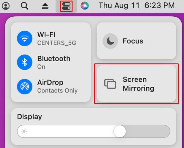 Select the Screen Mirroring option to AirPlay Twitch