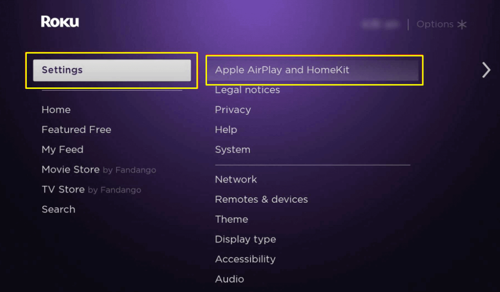 Enable AirPlay for screen mirroring Aiwa TV