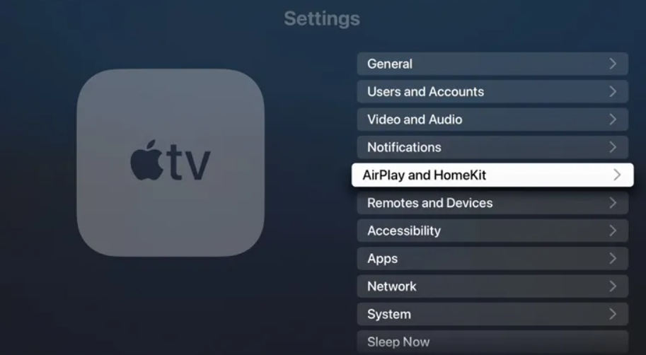 Click AirPlay and HomeKit