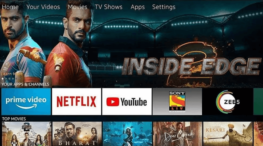 Choose Settings tab on Onida Fire TV