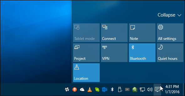 Click Connect on Windows Action Center on PC