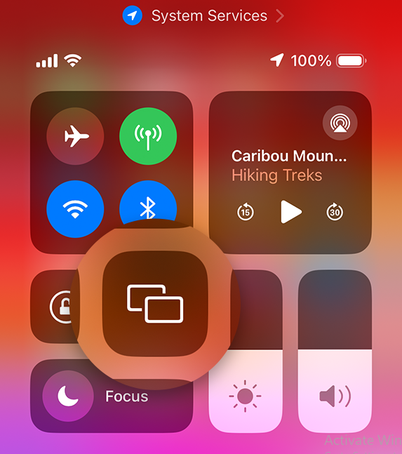 Click Screen Mirroring icon to do screen mirroring from iPhone