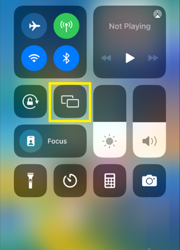 Click the Screen Mirroring icon on iPhone