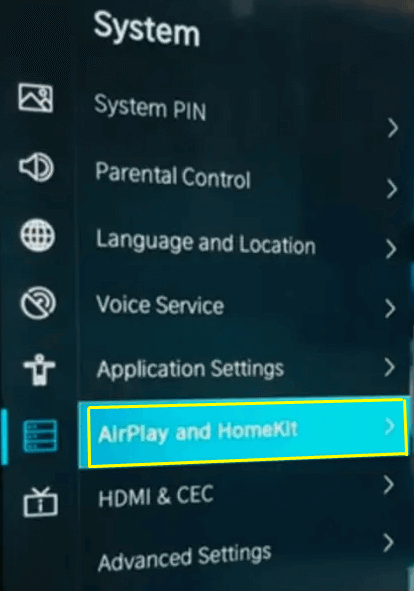 Select Apple AirPlay and HomeKit