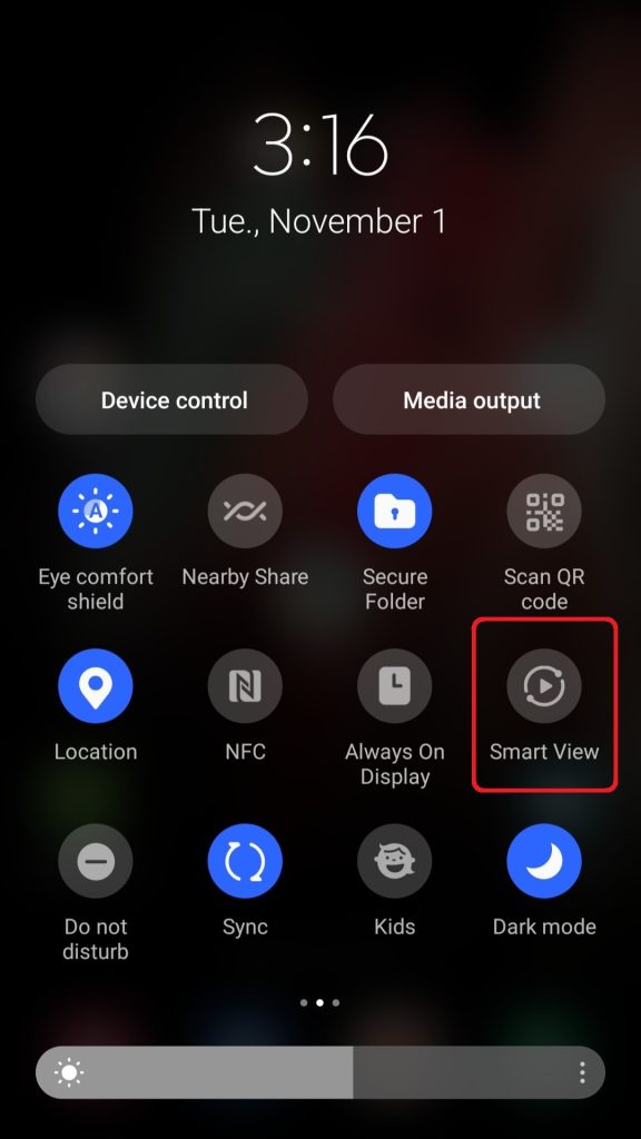 Hit the Smart View button on Android for screen mirroring on TV