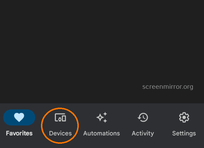 Select Devices option on Google Home app