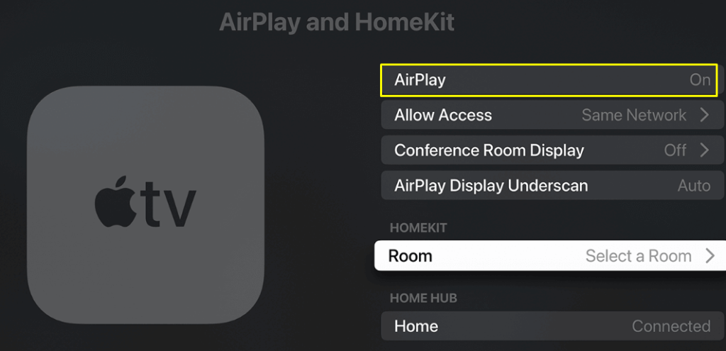 Select AirPlay to to screen mirror iPhone to Samsung TV