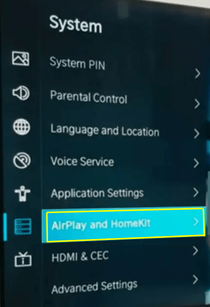 Click on the Apple AirPlay and HomeKit option 