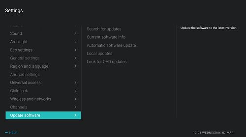 Select Update Software to update and fix Philips TV screen mirroring not working