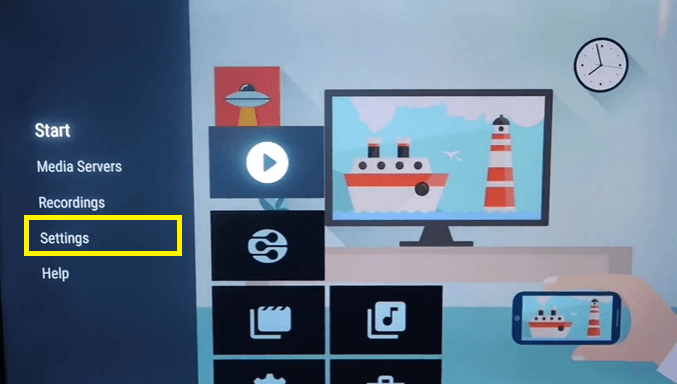 Tap on Settings for Screen Mirroring to Sceptre TV