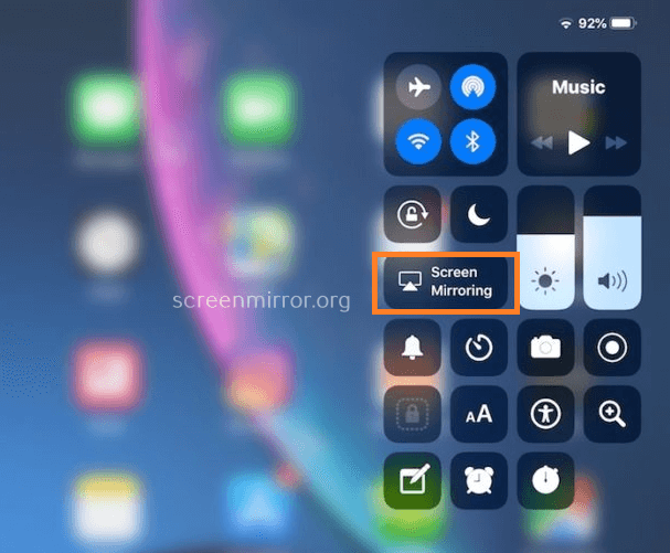 Click Screen mirroring on the iPad's Control Center