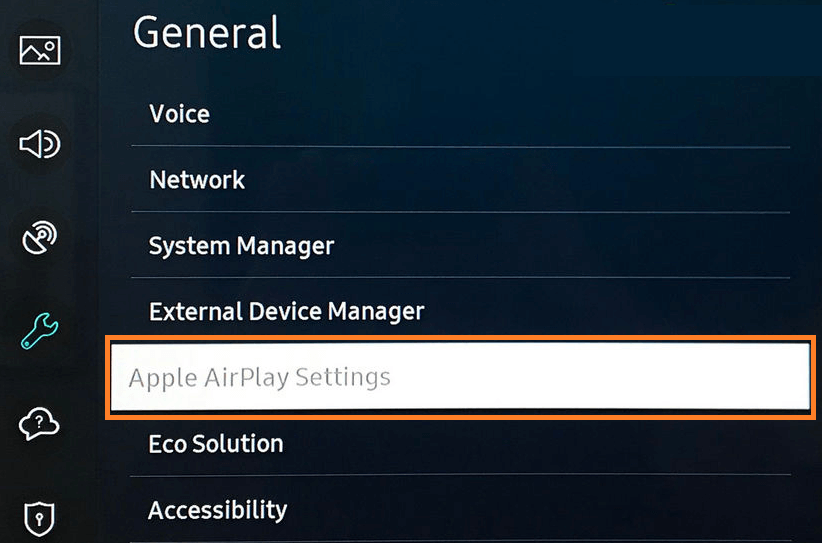 Select Apple AirPlay settings