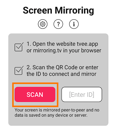 Select scan option to scan the QR code to screen mirror your Android Phone to Chromebook.