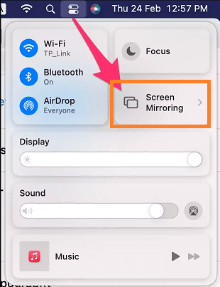 Select screen mirroring option on Mac