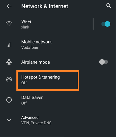 Turn on hotspot on Android Phone