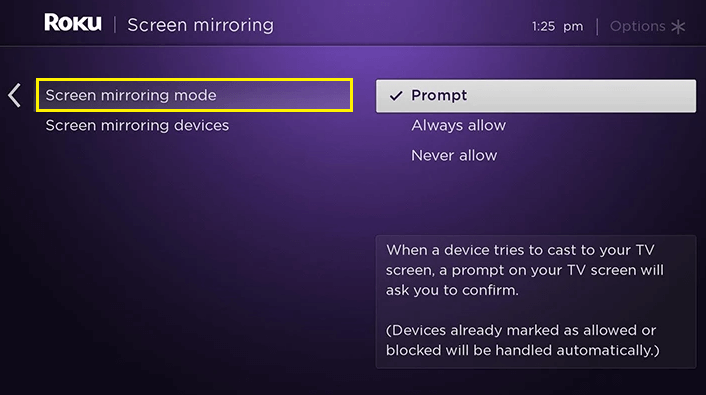 Hit the Screen Mirroring mode