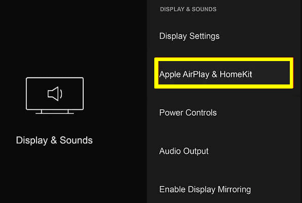 Screen Mirroring Toshiba TV - Hit the Apple AirPlay & HomeKit menu